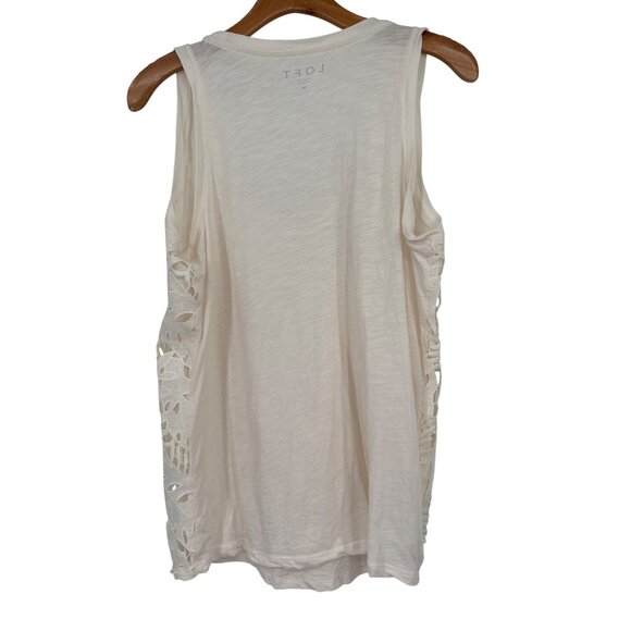 Loft Womens ivory Sleeveless Palm Lace Top Tank size medium - Picture 4 of 6